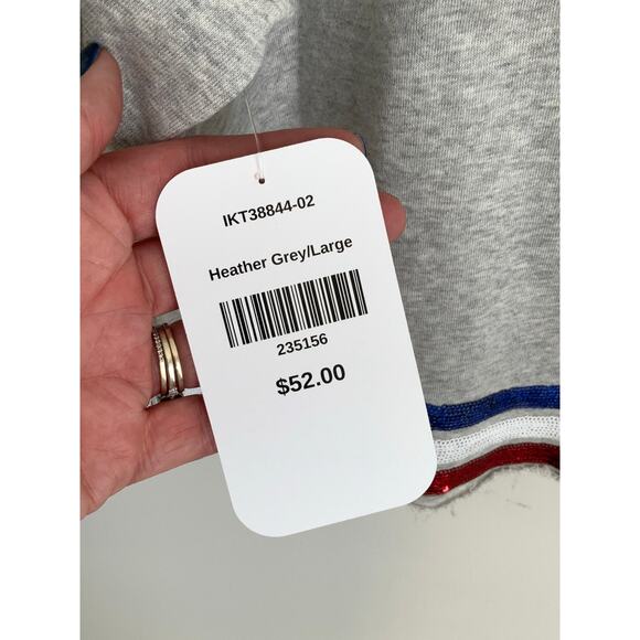 NWT USA Heather Grey Sequin‎ Top size large - Picture 6 of 8